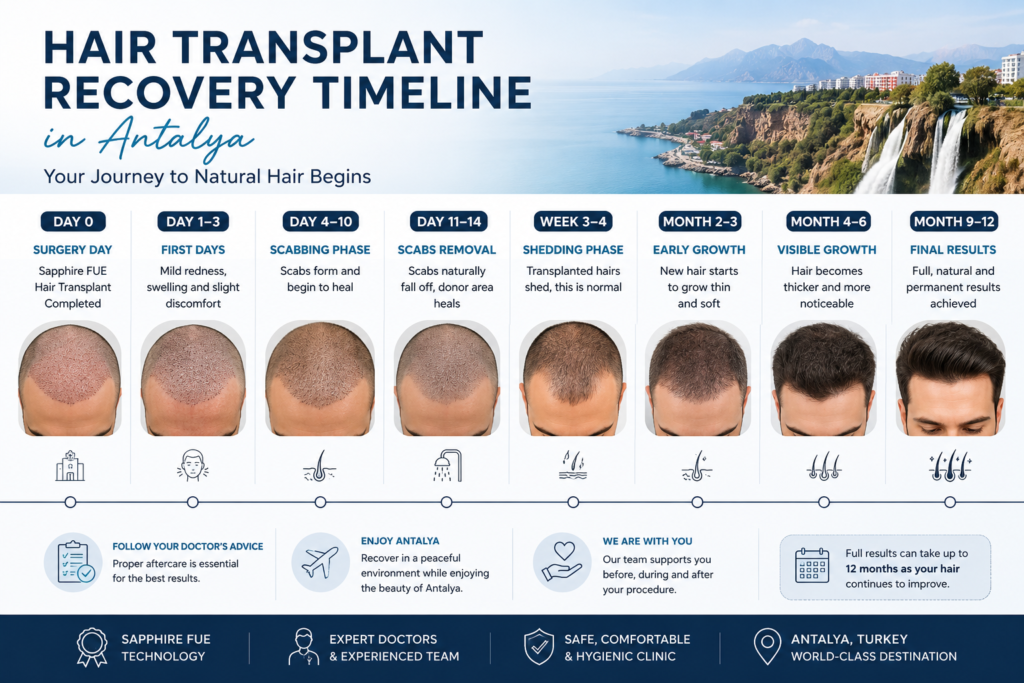 Hair Transplant Recovery Timeline in Antalya Explanation